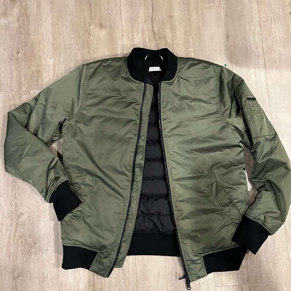 New Condition Blank Noir Olive Green Puff Bomber Jacket!